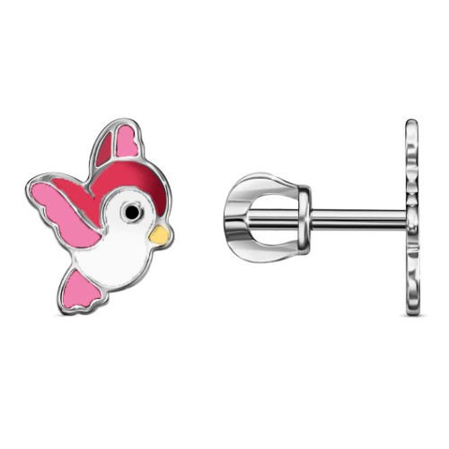 Серебряные cерьги пусеты (гвоздики) с эмалью