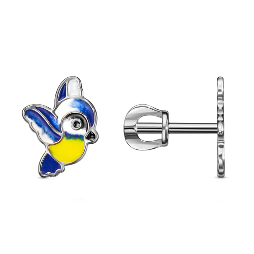 Серебряные cерьги пусеты (гвоздики) с эмалью