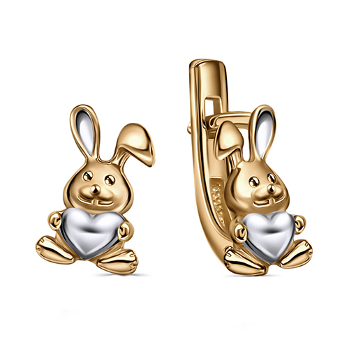 Серебряные cерьги классические с позолотой