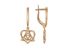 Серебряные cерьги висячие с позолотой