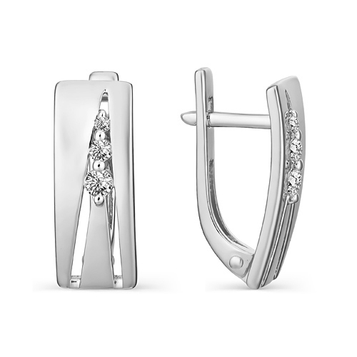 Серебряные cерьги классические с фианитом