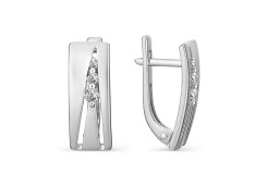 Серебряные cерьги классические с фианитом