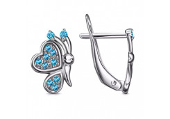 Серебряные cерьги классические с фианитом