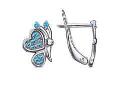 Серебряные cерьги классические с фианитом