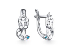 Серебряные cерьги классические с фианитом