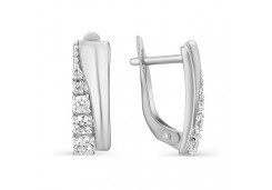 Серебряные cерьги классические с фианитом