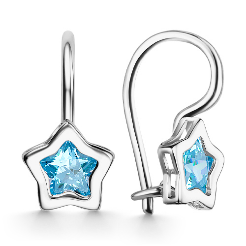 Серебряные cерьги классические с фианитом