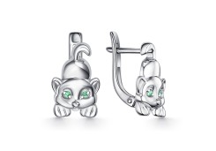 Серебряные cерьги классические с фианитом