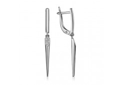 Серебряные cерьги висячие с фианитом
