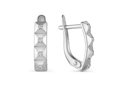 Серебряные cерьги классические с фианитом