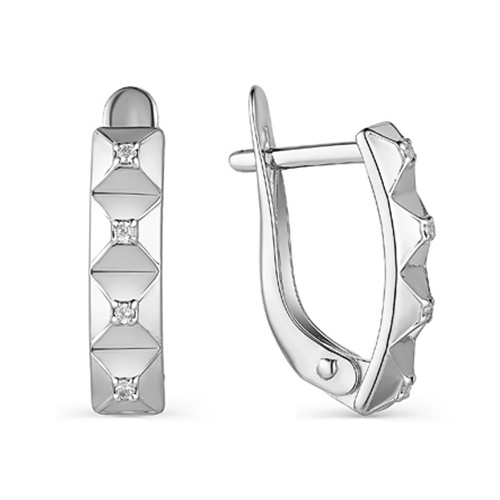 Серебряные cерьги классические с фианитом