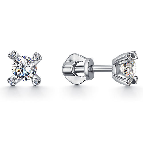 Серебряные cерьги пусеты (гвоздики) с фианитом