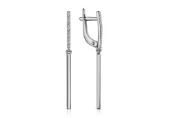 Серебряные cерьги висячие с фианитом