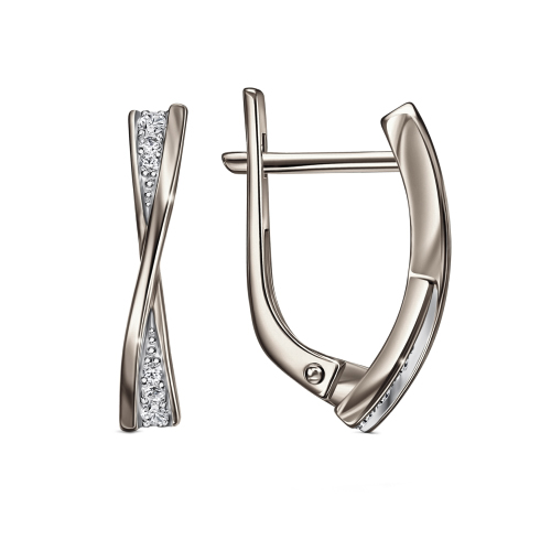 Серебряные cерьги классические с фианитом