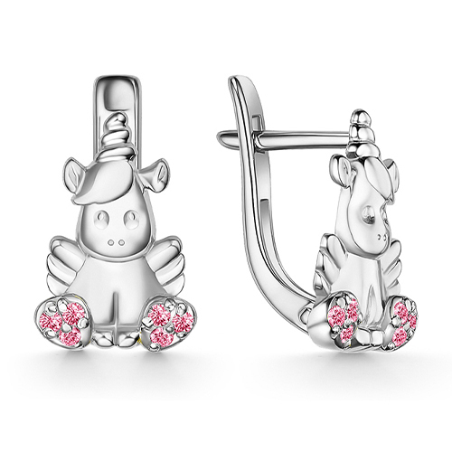 Серебряные cерьги классические с фианитом