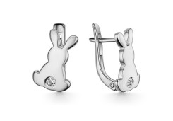 Серебряные cерьги классические с фианитом