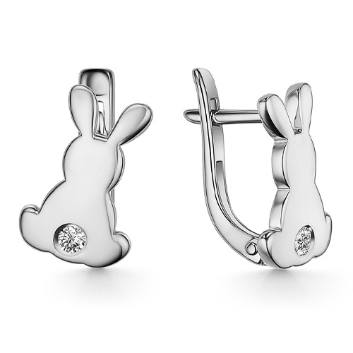 Серебряные cерьги классические с фианитом