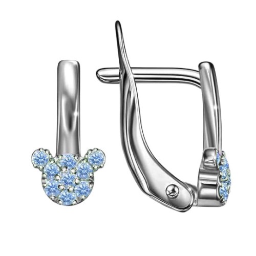 Серебряные cерьги классические с фианитом