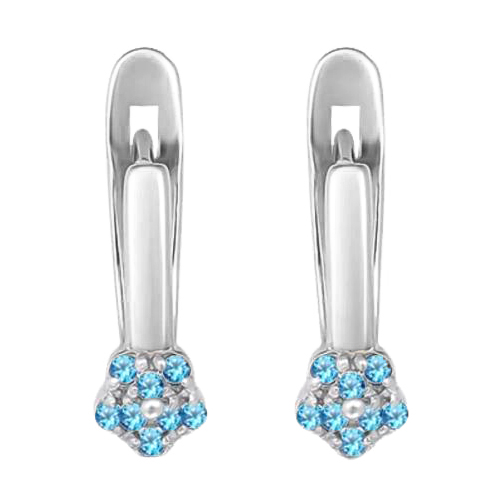 Серебряные cерьги классические с фианитом