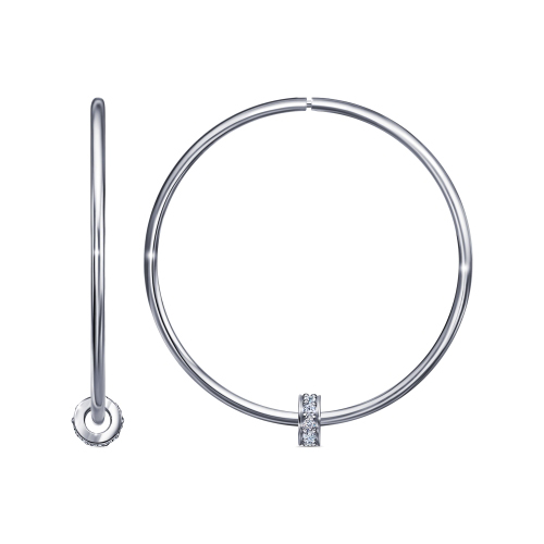 Серебряные cерьги конго с фианитом