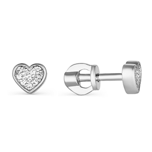 Серебряные cерьги пусеты (гвоздики) с фианитом