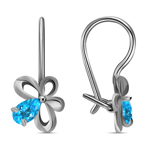 Серебряные cерьги классические с фианитом