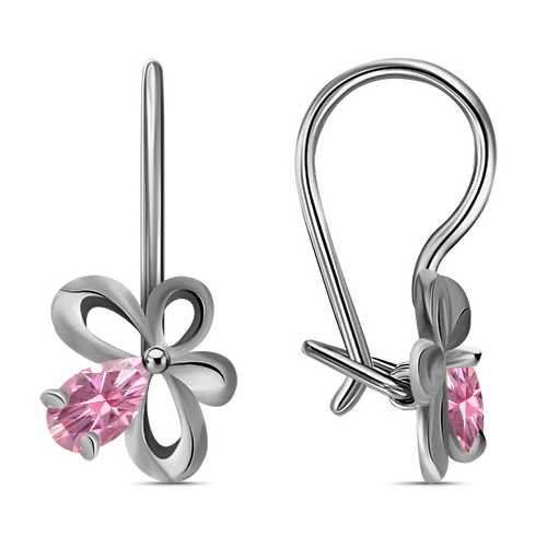 Серебряные cерьги классические с фианитом