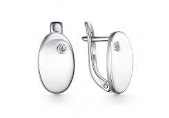 Серебряные cерьги классические с фианитом