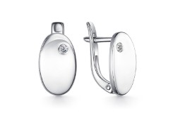 Серебряные cерьги классические с фианитом