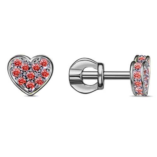 Серебряные cерьги пусеты (гвоздики) с фианитом