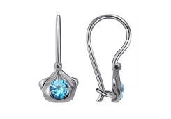 Серебряные cерьги классические с фианитом