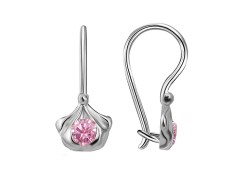 Серебряные cерьги классические с фианитом