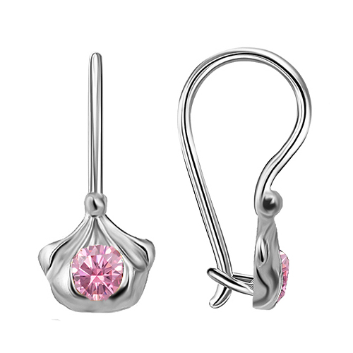 Серебряные cерьги классические с фианитом