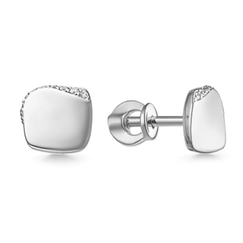 Серебряные cерьги пусеты (гвоздики) с фианитом