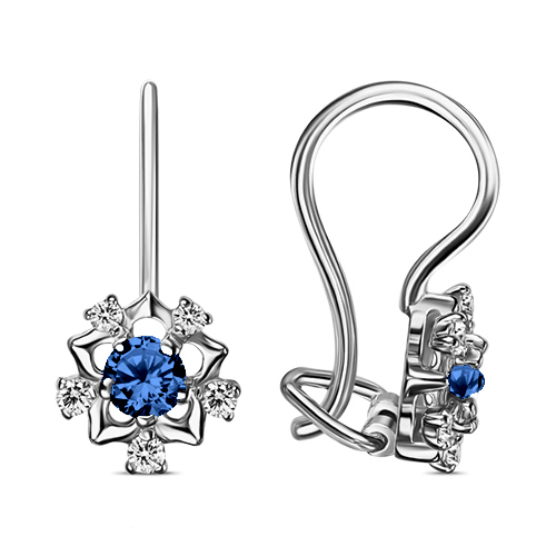 Серебряные cерьги классические с фианитом