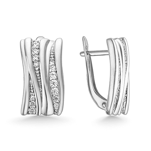 Серебряные cерьги классические с фианитом