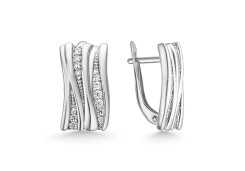 Серебряные cерьги классические с фианитом