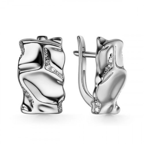 Серебряные cерьги классические с фианитом