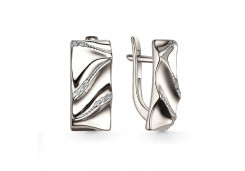 Серебряные cерьги классические с фианитом