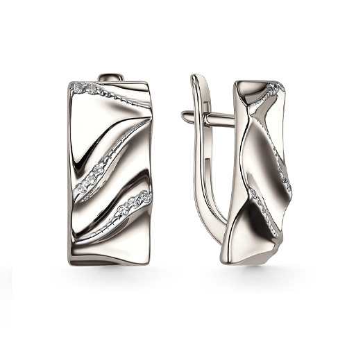 Серебряные cерьги классические с фианитом