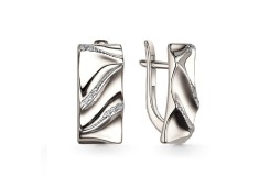Серебряные cерьги классические с фианитом