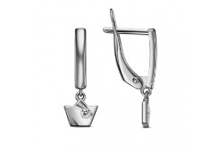 Серебряные cерьги висячие с фианитом