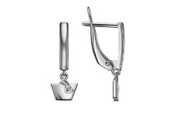 Серебряные cерьги висячие с фианитом