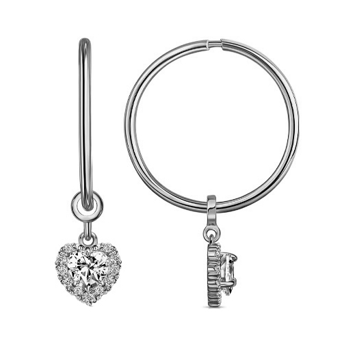 Серебряные cерьги конго с фианитом