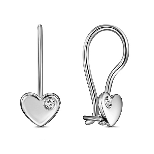 Серебряные cерьги классические с фианитом