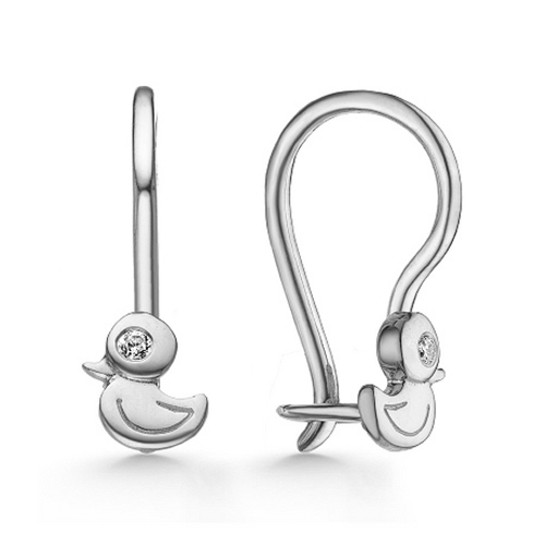 Серебряные cерьги классические с фианитом
