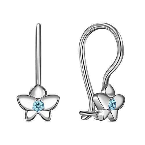 Серебряные cерьги классические с фианитом