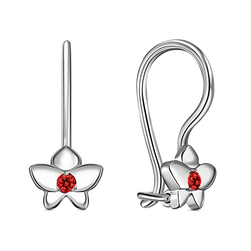 Серебряные cерьги классические с фианитом