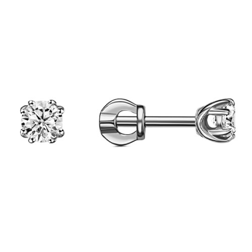 Серебряные cерьги пусеты (гвоздики) с фианитом