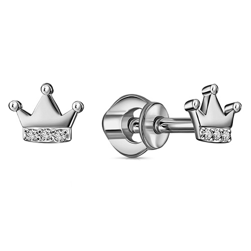 Серебряные cерьги пусеты (гвоздики) с фианитом